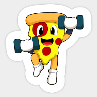 Pizza at Fitness with Dumbbells Sticker